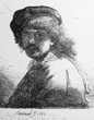 © wowinside - Rembrandt with a scarf around his neck, self-portrait in the old book Rembrandt by Knuckfus, S. Petersburg, 1890