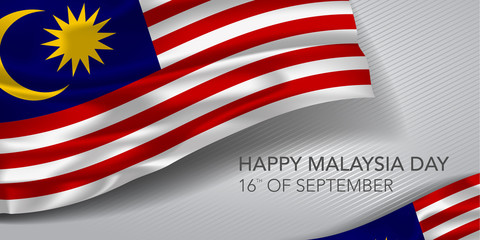 Poster - Happy Malaysia day greeting card, banner with template text vector illustration