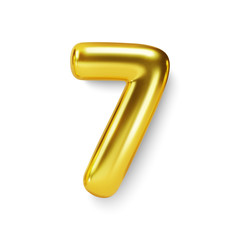 Wall Mural - golden number balloon 7 seven. vector realistic 3d character