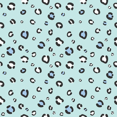 Poster - cute blue seamless cheetah repeat pattern vector design
