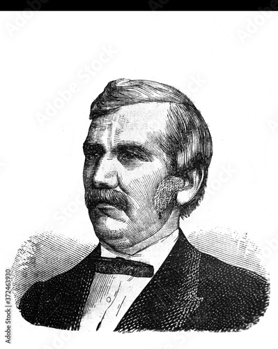 Fotomural David Livingstone, was a Scottish physician, Congregationalist, and pioneer Christian missionary in the old book Encyclopedic dictionary by A