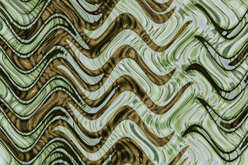  Abstract zigzag pattern with waves in green and brown tones. Artistic image processing created by floral photo. Beautiful multicolor pattern for any design. Background image