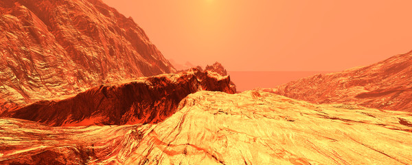 Wall Mural - 3d rendering planet mars lanscape
