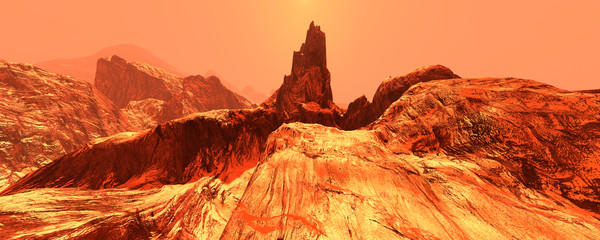 Wall Mural - 3d rendering planet mars lanscape