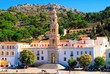 Greece, Symi island, view of the Holy Monastery of Archangel Michael Panormitis, September 28 2008.