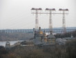 Widok na Sicz Zaporoską, z tyłu linii napięcia i most, Chortyca, Zaporoże, Ukraina