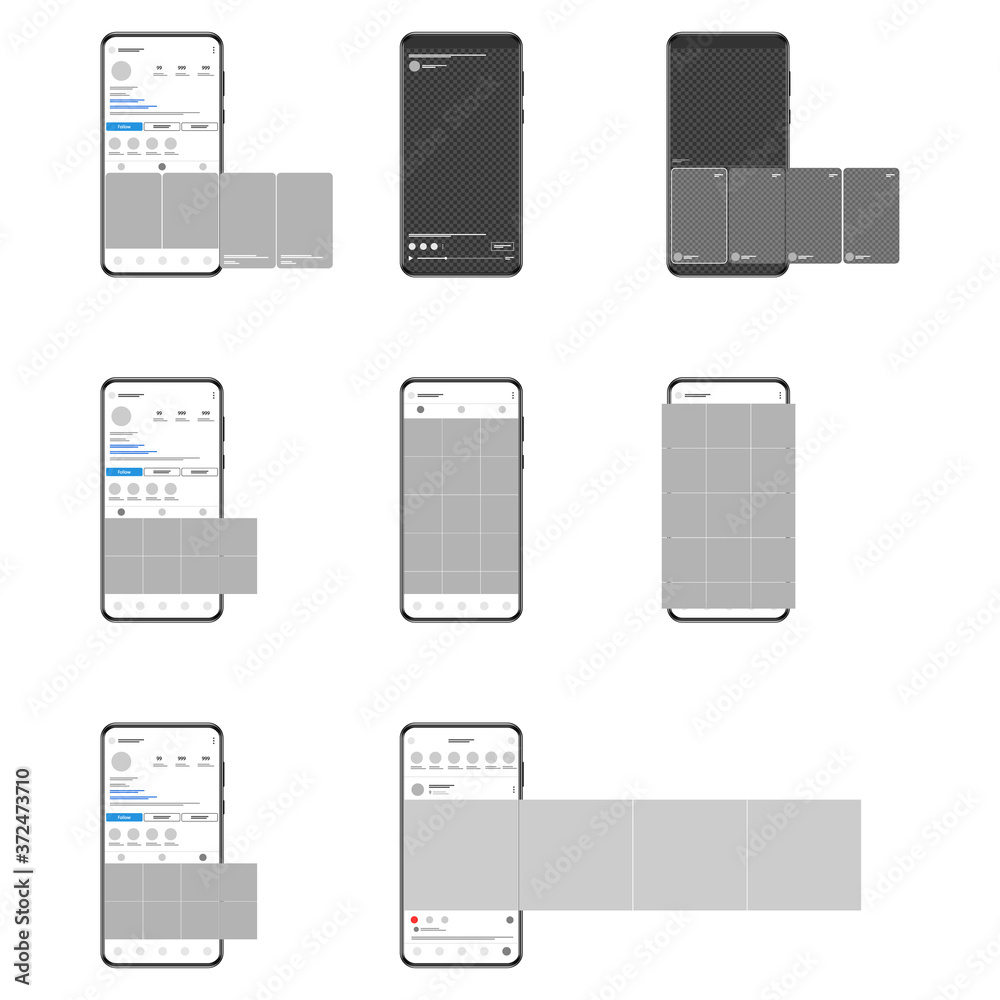 Internet application mockup on the smartphone screen. Social media ...