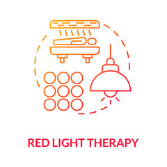 Poster - Red light therapy concept icon. Biohacking technique, alternative medicine idea thin line illustration. Therapeutic medical procedure. Vector isolated outline RGB color drawing