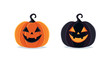 Halloween pumpkins, spooky jack o lantern isolated on white background