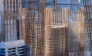 Wall Mural - Reinforcing bars for reinforced cement concrete during construction