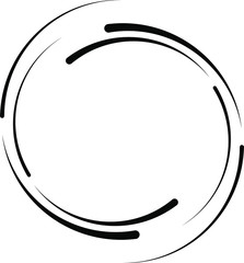 Black curved speed lines in circle form. Geometric art. Trendy design element for logo, tattoo, sign, symbol, web pages, prints, posters, template, pattern and abstract background
