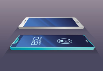 Poster - poster mobile design mockup, realistic smartphones mockup vector illustration design