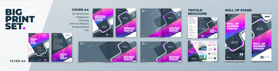 Wall Mural - corporate identity print template set of brochure cover, flyer, tri fold, report, catalog, roll up b