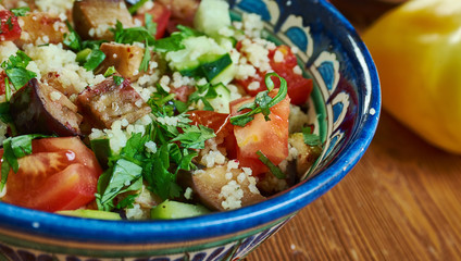 Sticker - Grilled aubergine tabbouleh