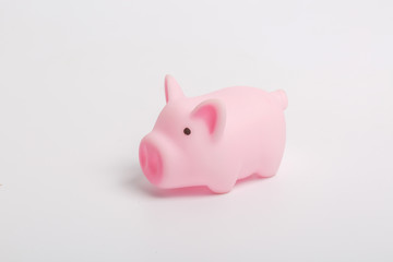  Cute little pink pig ornament on white background
