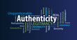 Authenticity Word Cloud on a Blue Background