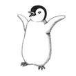 Happy penguin on a white background, illustration