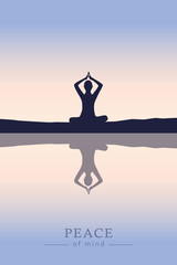 Wall Mural - peace of mind mediating person by the lake vector illustration EPS10