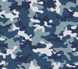 
Blue vector camouflage pattern modern background for printing clothes, fabric. Ornament