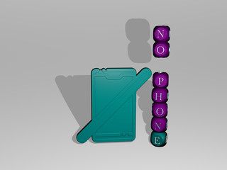 Poster - no phone text beside the 3D icon, 3D illustration for mobile and business