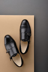 Wall Mural - Male classic shoes. Elegant black monk shoes