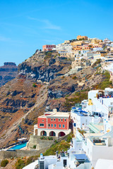 Wall Mural - Fira town on the coast of Santorini