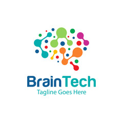 connect brain logo design vector illustration