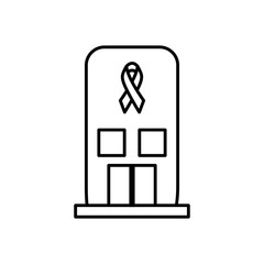 Wall Mural - hospital building with cancer ribbon icon, line style