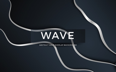 Wall Mural - Dark wave abstract overlap background with silver line