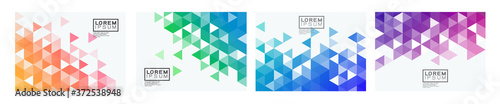 Fotografía Set of colorful gradient triangle pattern on corner position with white space