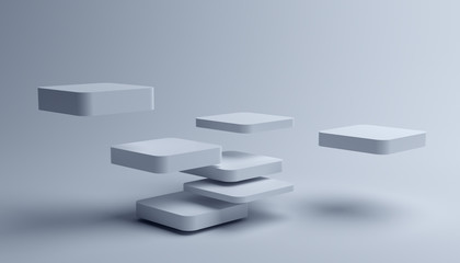 Poster - Abstract 3d render, modern geometric background, graphic design
