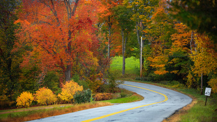 Scenic drive through New England countryside
