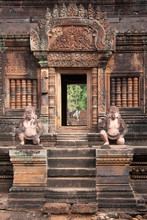 Monkeys Sculpture In Temple