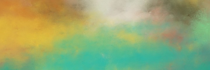Poster - awesome abstract painting background graphic with dark sea green, light sea green and pastel orange colors and space for text or image. can be used as horizontal background texture