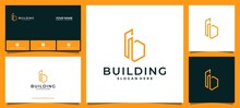 Moderen Letter B Building Logo With Business Card