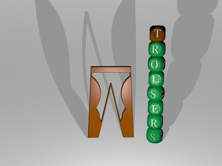 Aufkleber - TROUSERS text beside the 3D icon, 3D illustration for white and background