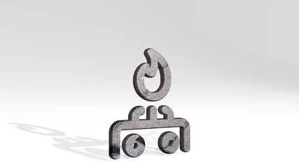 Poster - STOVE GAS 3D icon standing on the floor, 3D illustration for kitchen and cooking