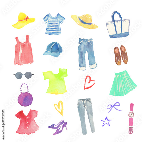 水彩で描いた夏のファッションイラスト Stock Illustration Adobe Stock 水彩で描いた夏のファッションイラスト Stock Illustration Adobe Stock