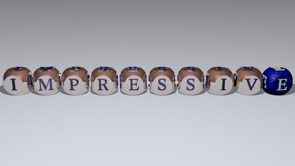 Poster - IMPRESSIVE text by cubic dice letters, 3D illustration for beautiful and architecture