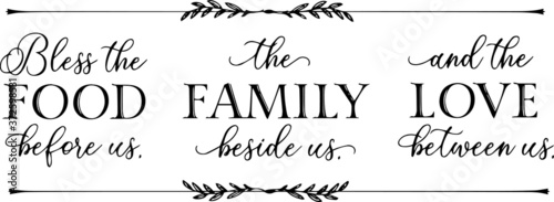 Fotomural bless the food before us the family beside us and the love between us sign inspi