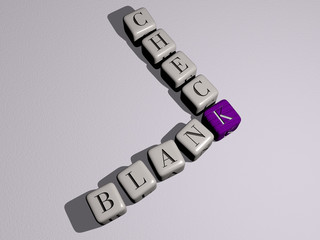 Wall Mural - blank check crossword by cubic dice letters, 3D illustration for background and design