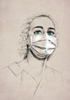 © Chema Luceron/ADDICTIVE STOCK - Drawing of young female medic with blue eyes wearing uniform and surgical mask