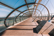 © Javier Bravo/ADDICTIVE STOCK - From inside view of modern half roofed walkway Third Millennium Bridge in shape of cone in Zaragoza Spain during clear day
