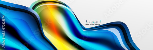 Fotomural Vector abstract background, flowing liquid style bubble with metallic, color qui