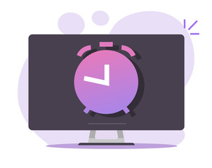 Aufkleber - alarm clock timer online vector as deadline or wake up reminder on desktop computer pc screen flat c