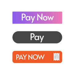 Poster - Pay now button vector design ui element flat style, make payment online web link black orange purple colorful icon