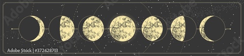 Fotografía Modern magic witchcraft card with moon phases