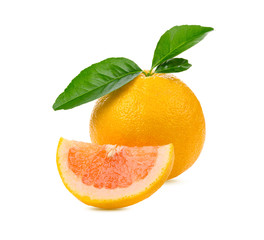 Wall Mural - Fresh grapefruit on white background