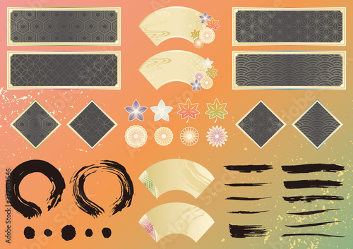 和風 フレーム 和柄 装飾 イラスト 素材セット Stock Vektorgrafik Adobe Stock