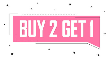 Buy 2 Get 1 Free, special offer, Sale banner design template, discount tag, end of season, app icon, vector illustration